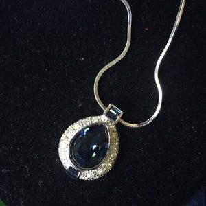Blue Sapphire Pendant with silver chain